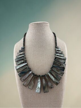 ✨ Mother of Pearl Shell Blue|Gay Fringe Statement Necklace 16-18’